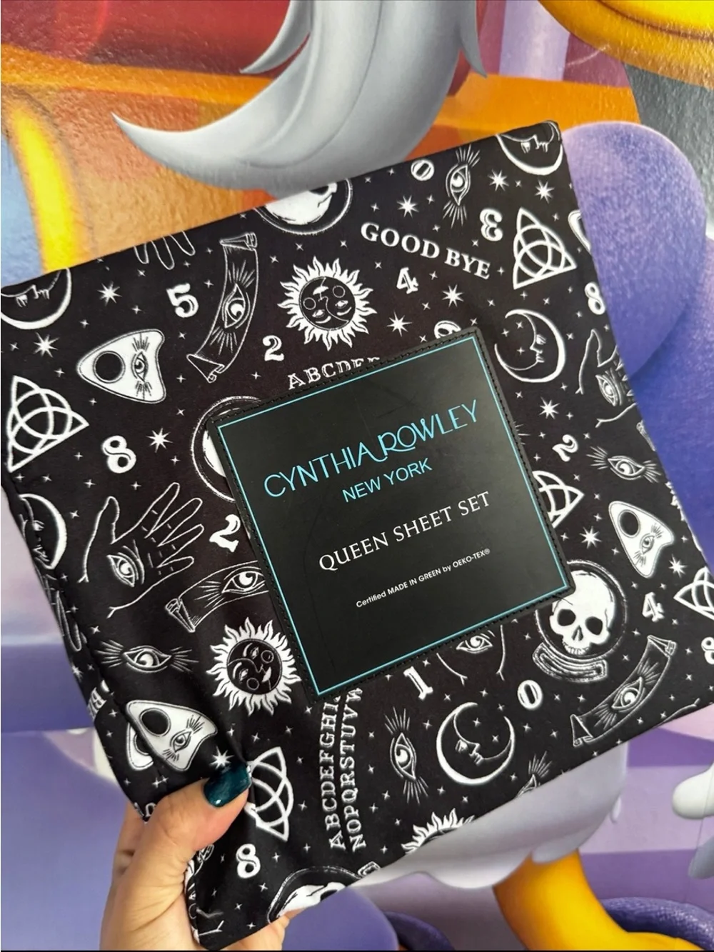 Cynthia Rowley Black & White Occult Print Queen Sheet Set